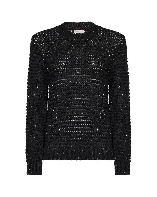Herno Black Alpaca-Blend Lurex Sweater