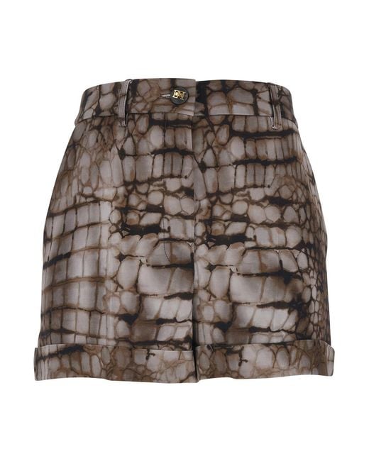Elisabetta Franchi Brown Shorts Stretch Viscose