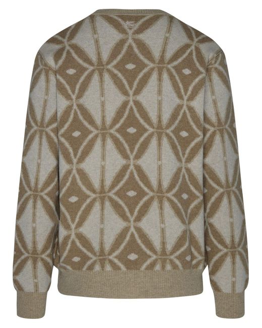 Etro Gray Beige Wool Sweater for men