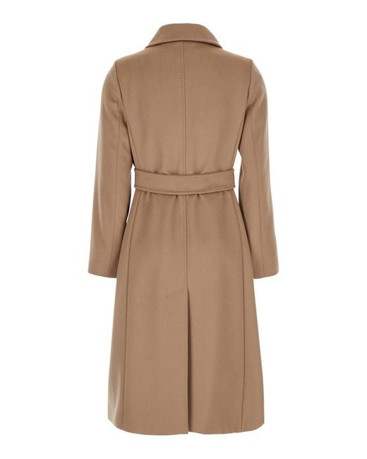 Max Mara Natural Coat Wool With Front Belt