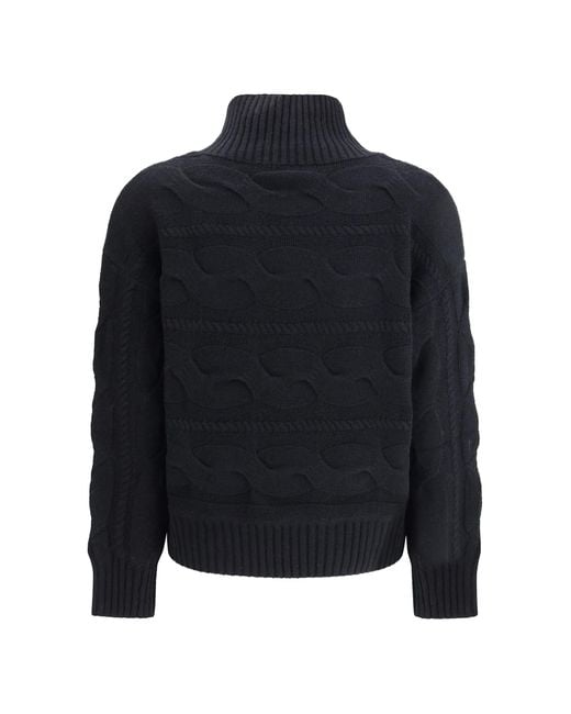 Max Mara Blue High-Neck Cable-Knit Sweater