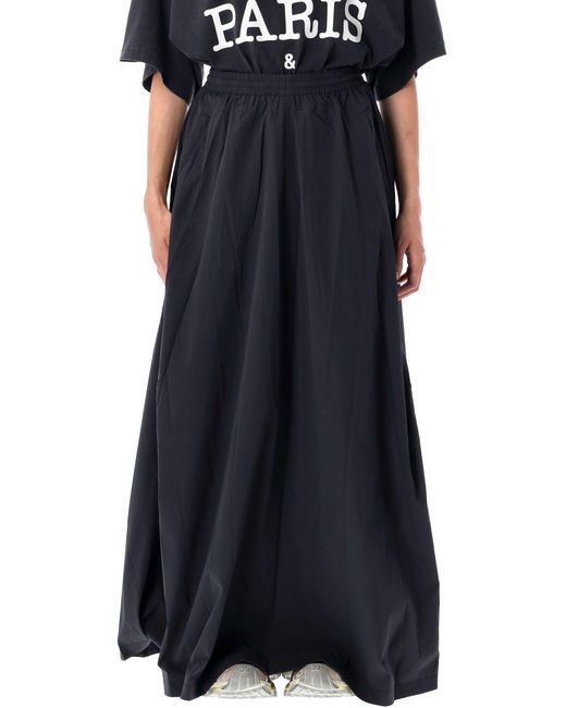 Balenciaga Blue Embroidered Logo Long Skirt