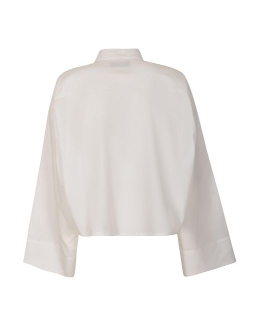 Yohji Yamamoto White Tie-Collar Cropped Plain Shirt