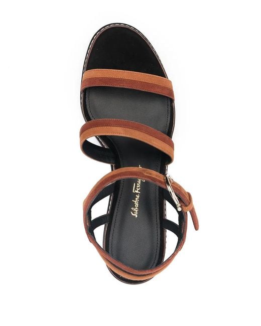 Ferragamo Black Two-Tone Leather Sandals