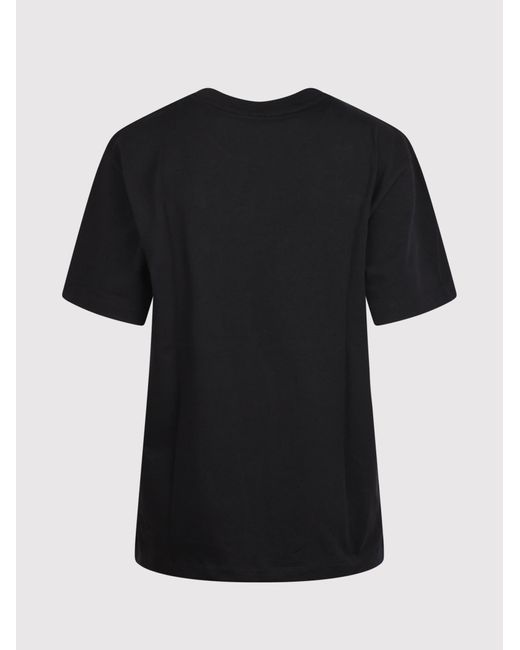 Patou Black Cotton T-Shirt With Colorful Embroidered Logos