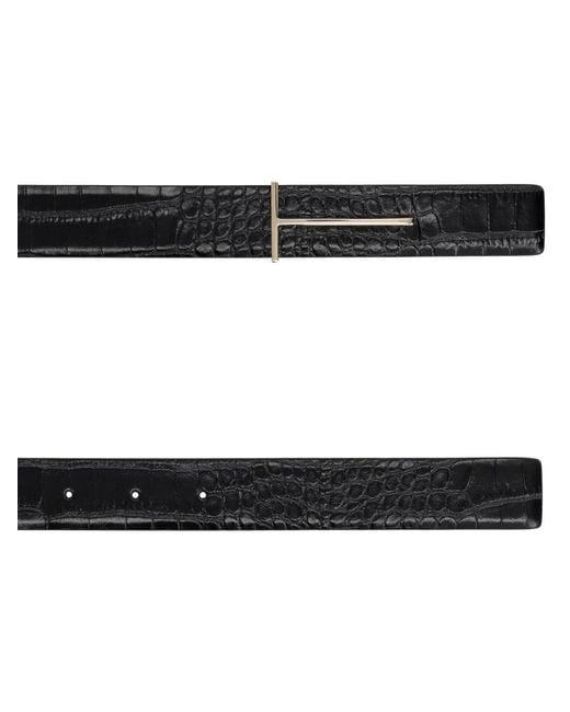 Tom Ford Black Belt With Buckle T Leather