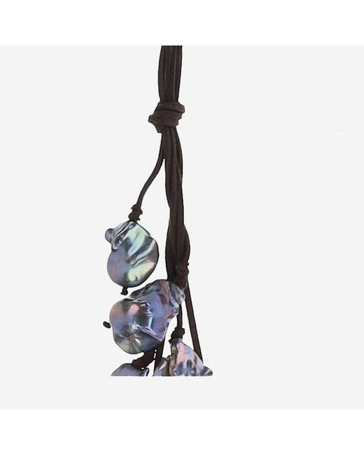 Mela Metallic Suede Necklace With Pearls