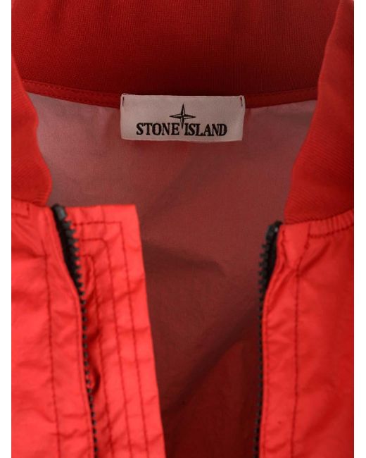 Stone Island Red Membrana Bomber Jacket for men