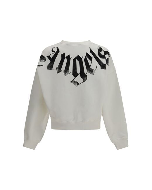 Palm Angels Black Sweatshirt Big Neck Logo Off-- Cotton Sweatshirts for men