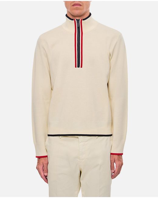 Thom Browne Natural Half-Zip Virgin Wool Sweater for men