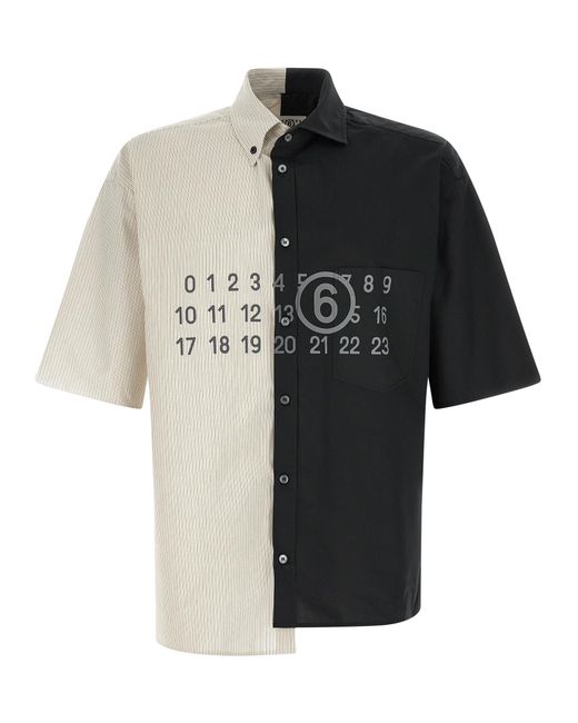 MM6 by Maison Margiela Black Patchwork Shirt Cotton Shirt, Blouse for men