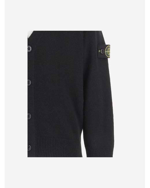 Stone Island Black Cardigan Wool-Blend for men