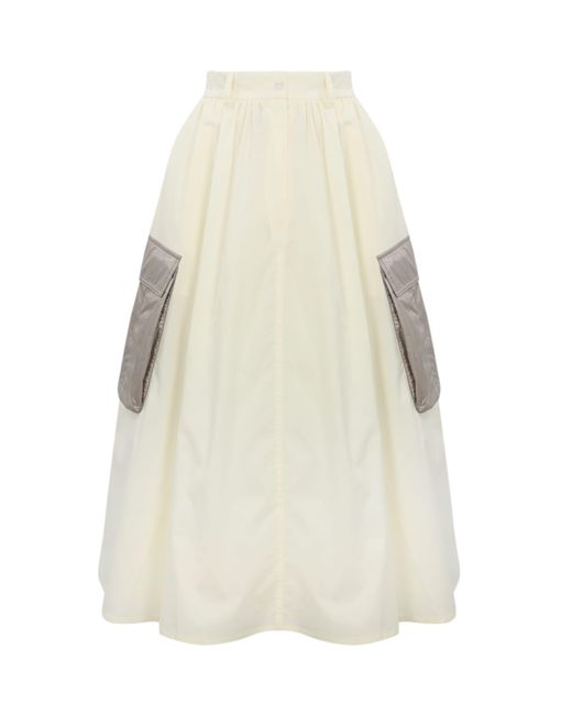 Herno White Cargo Skirt With Pockets