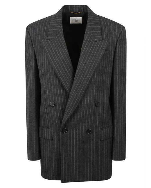 Saint Laurent Black Pinstripe Double-Breasted Blazer