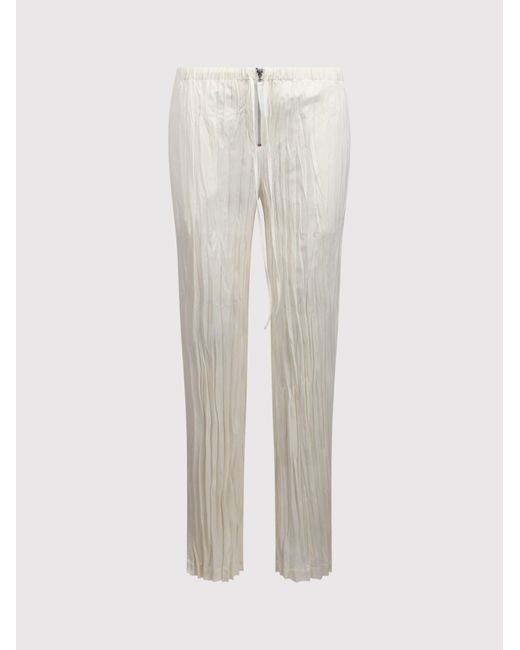 Helmut Lang White Trousers With Wrinkled Effect