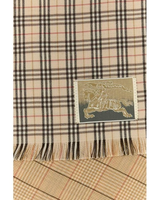 Burberry Natural Embroidered Wool Blend Scarf