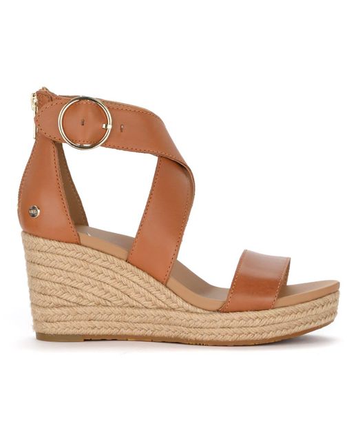 UGG Hylda Leather Wedge Sandal in Brown - Save 2% | Lyst