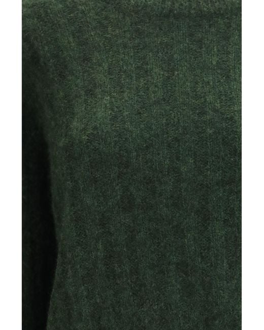 Allude Green Cashmere And Silk Crewneck Sweater Kashmir/Capra Hircus