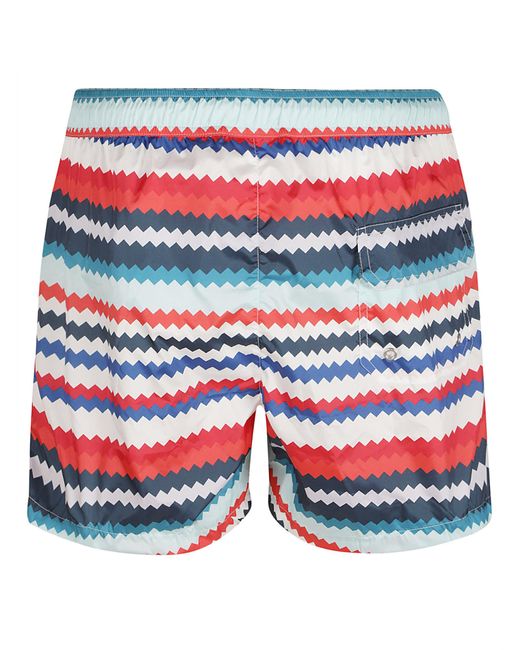Missoni Red Printed Polyester Swimming Shorts for men