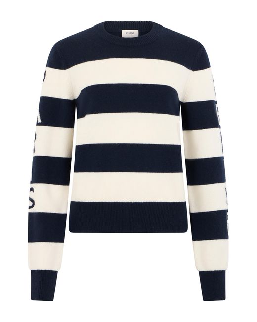 Céline Blue Crew Neck Sweater Wool