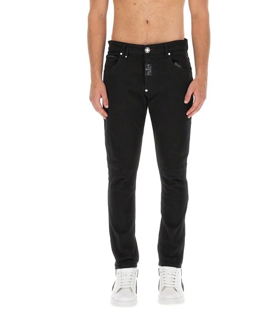 Philipp Plein Black Slim Fit Jeans for men