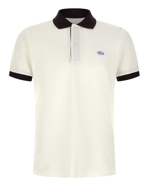 Lacoste White Logo Patch Polo Shirt for men