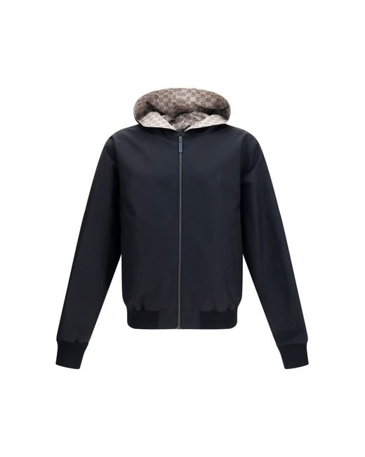 Gucci Gray Jacket Reversible Zip Cotton Polyester Shirt for men