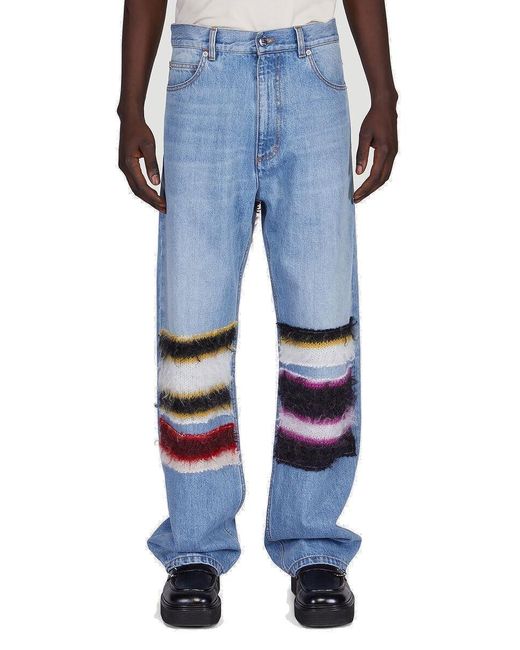Marni Denim Striped Patchwork Straight Leg Jeans in Blue for Men | Lyst