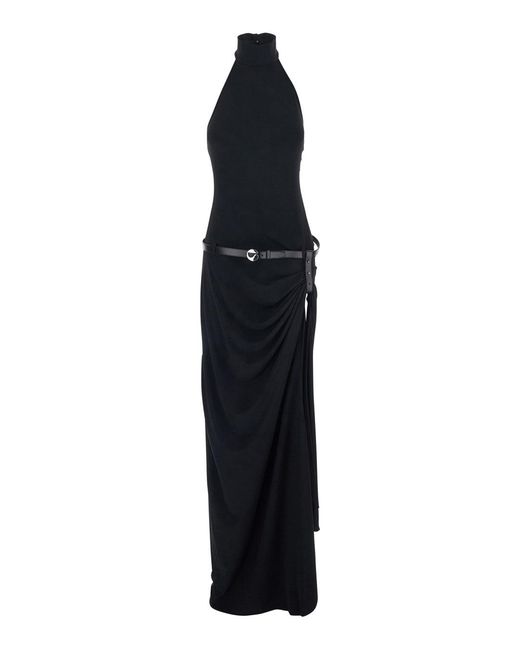 Coperni Women's Black Long Dress With Open Back And Logo Belt -  hulwithkids.com