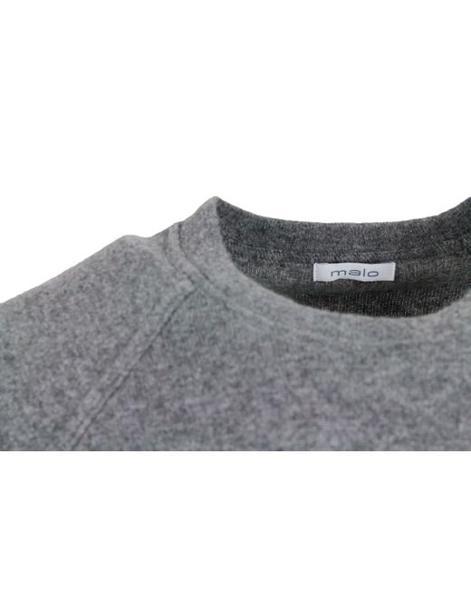 Malo Gray Long-Sleeved Crewneck Sweater Cashmere for men