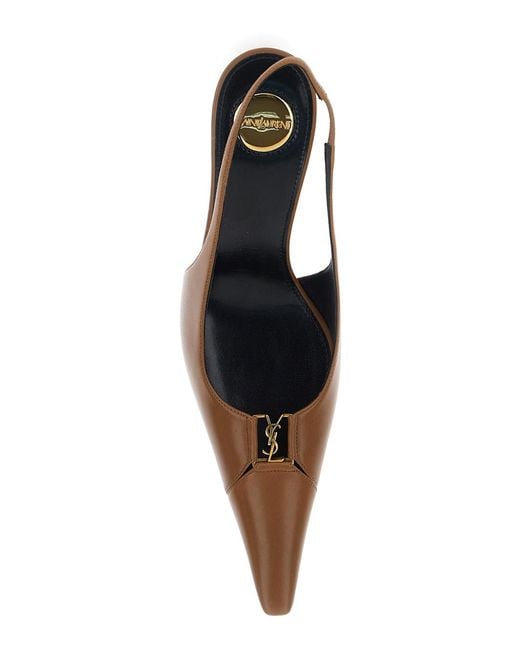 Saint Laurent Brown Pumps Babylone Leather Lamb
