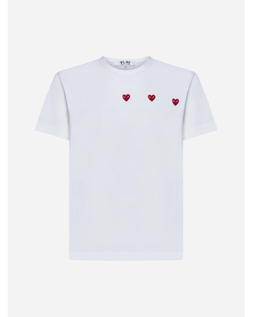 COMME DES GARÇONS PLAY White 3 Heart Cotton T-Shirt for men