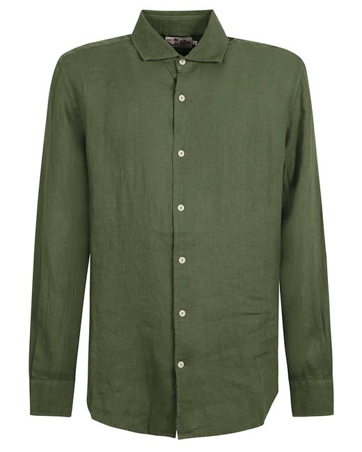 Mc2 Saint Barth Green Round Hem Plain Formal Shirt for men