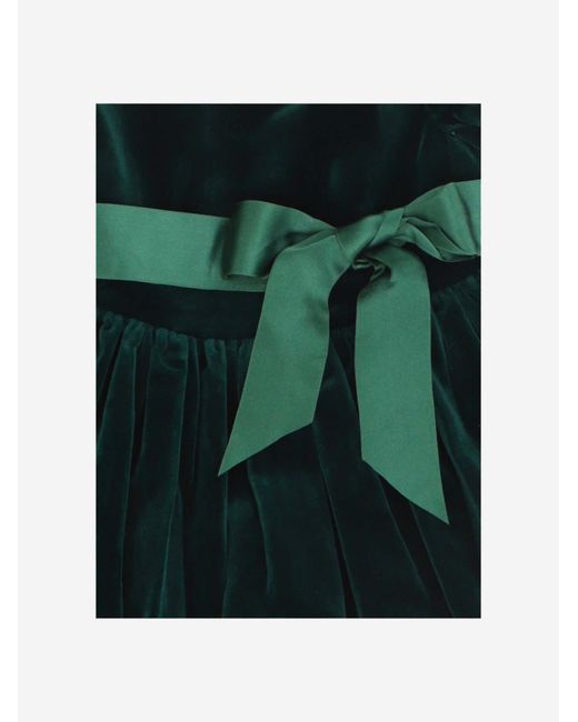 Polo Ralph Lauren Green Dress Velvet Flared Cotton