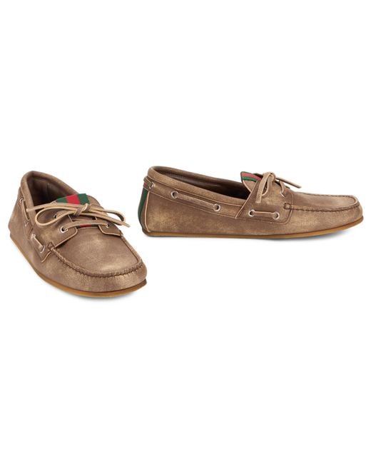 Gucci Brown Boat Shoes Calfskin for men