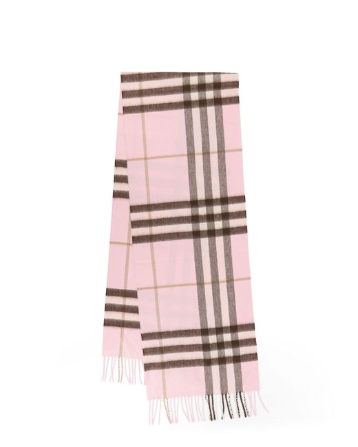 Burberry Pink Check Cashmere Scarf