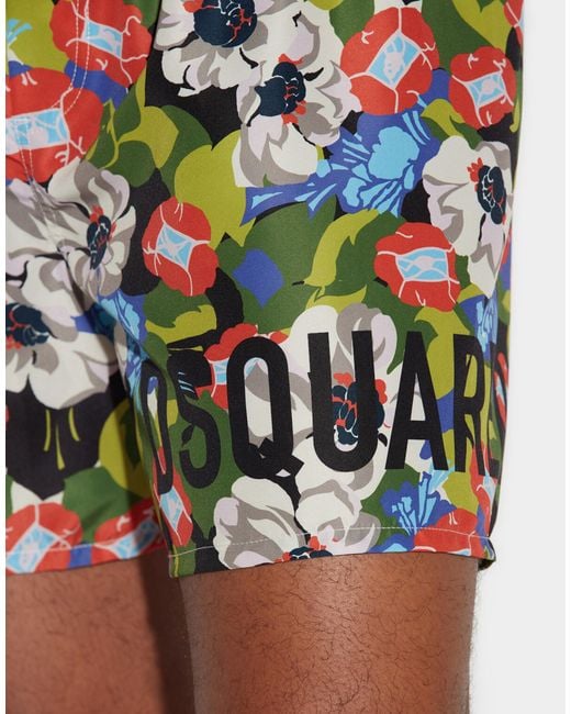 DSquared² Multicolor Flowers Print Logo Swim Shorts Clothing Beachwear for men