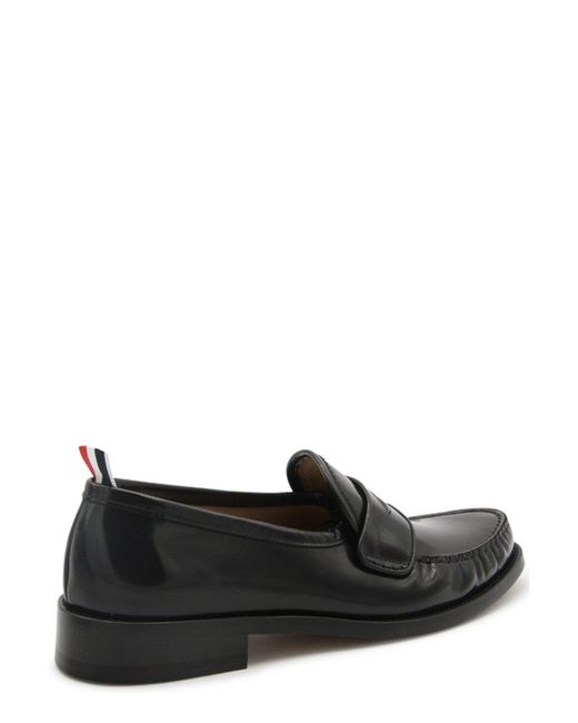 Thom Browne Black Almond Toe Penny-Slot Loafers for men