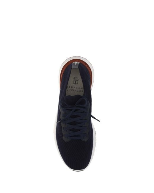 Brunello Cucinelli Blue Cotton Sneakers Upper: Cotton; Sole: Rubber for men