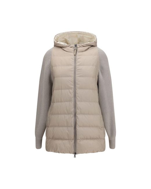 Brunello Cucinelli Gray Polyester Full-Length Jacket Clothing