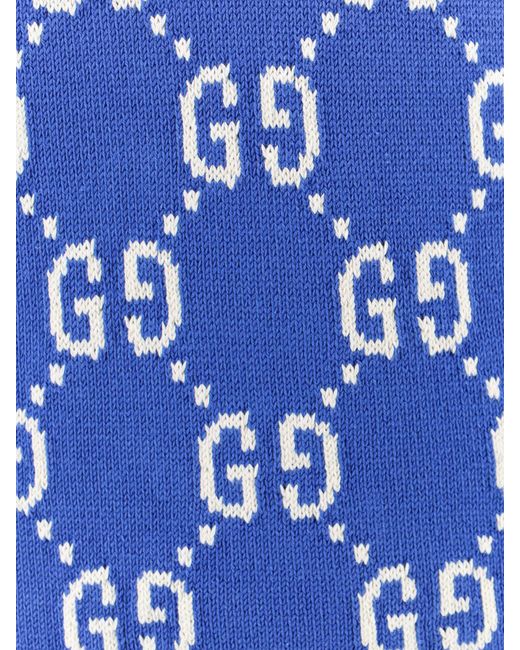 Gucci Blue Cotton Gg Jacquard Sweater for men