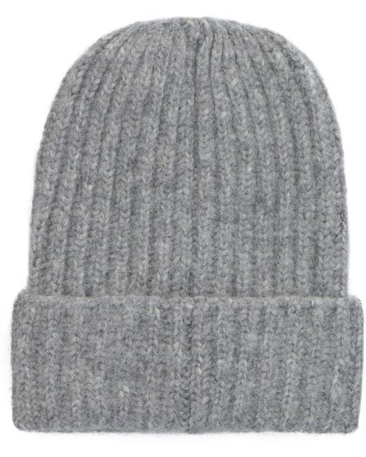 Malo Gray Ribbed Knit Beanie