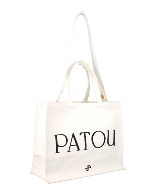 Patou White Logo Tote
