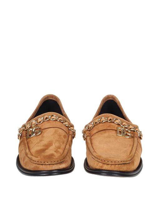 Mens Slip-on shoes Dolce & Gabbana Slip-on shoes Dolce & Gabbana Moccasin In Suede With Logo Pendant in Camel for Men Brown 