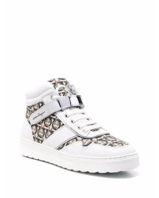 Ferragamo White Noè High-Top Sneakers