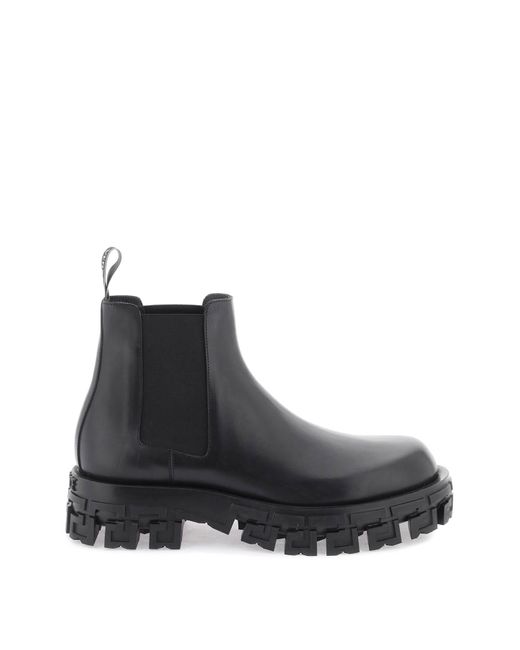 Versace Black 'greca Portico' Chelsea Boots for men