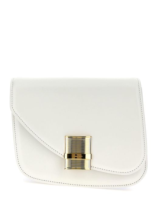 Ferragamo White 'Fiamma' Small Shoulder Bag