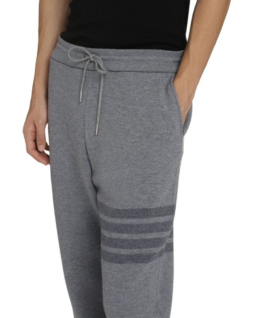 Thom Browne Gray Virgin Wool Track Pants Elastane for men