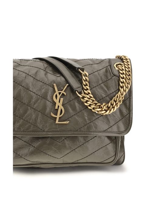 Saint Laurent Gray Niki Shoulder Bag Calf Leather Bos Taurus