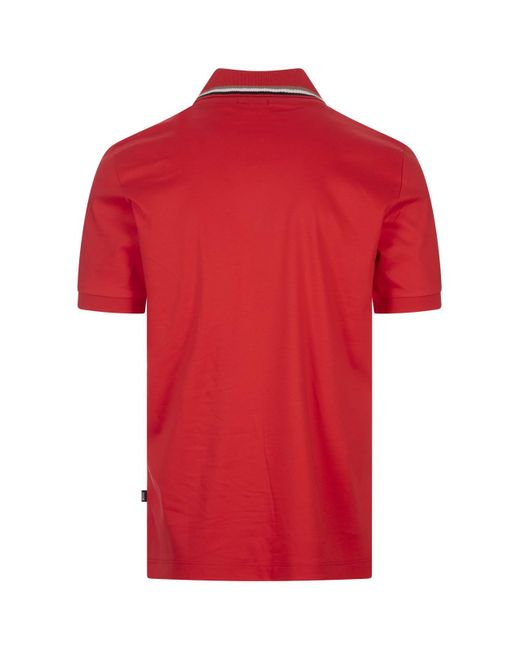 Boss Red Slim Fit Polo Shirt With Striped Collar for men